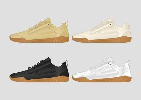 Barefoot Sneakers Technical Vector Featuring Wide Toe Box, Flexible Gum Outsole Illustrazione stock