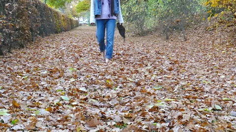 Barefoot through the leaves Stock Footage 56737104