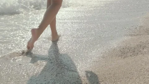 Barefoot Walk on the Beach Stock Footage 282929273