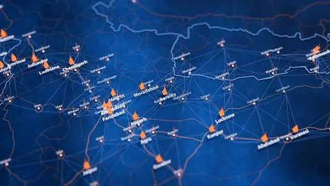 Bareilly map big data visualization. Futuristic map infographic of city in India Stock Illustration