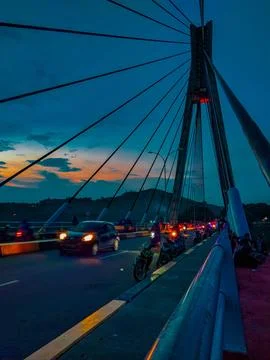 Barelang Bridge at night Stock Photos