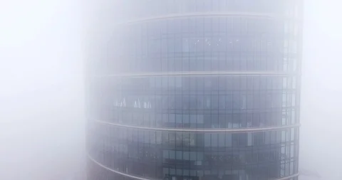 Barely Visible Skyscraper Through The Hard Smog. Aerial Footage Stock Footage 86438261