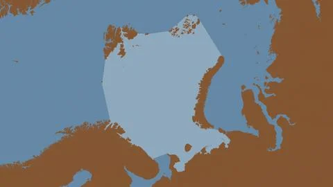 Barents Sea highlighted on a tiled pattern colored map 스톡 일러스트