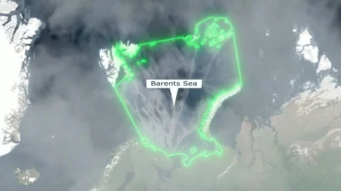 Barents Sea Map - Clouds Effect Stock Footage 267438395