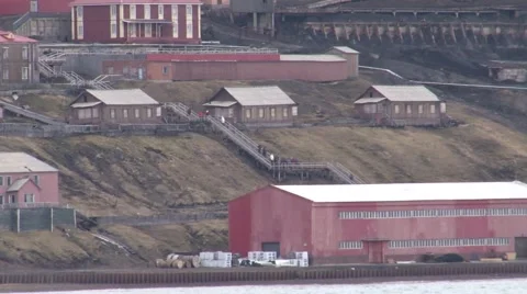 Barentsburg  Warehouse at Port of Barentsburg Stock Footage 55768964