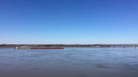 Barg Mississippi River Interstate 40 Stock Footage 74985715