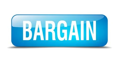 Bargain blue square 3d realistic isolated web button 스톡 일러스트