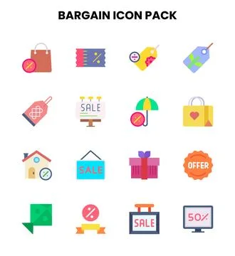 Bargain Flat Bundle Icons Pack Stock Illustration