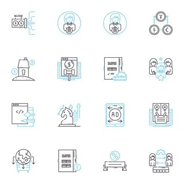Bargain Hunter linear icons set. Thrifty, Deal-seeker, Coupr, Discount-hunter Illustrazione stock