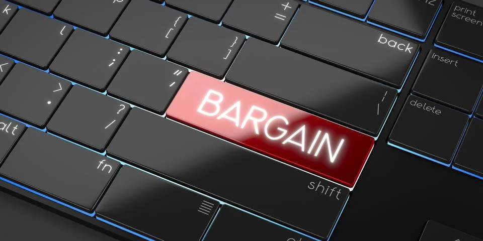 Bargain - modern computer keyboard - 3D illustration 库存插图