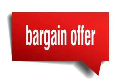 Bargain offer red 3d speech bubble Stock Illustration