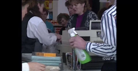 Bargain Store, Crazy Sales Checkout Counters, Australia (1990s) Video stock 317736079