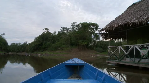 Barge and canoes in the Amazon Stock Footage 41219917
