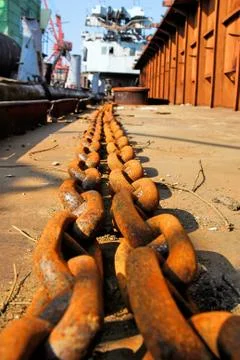 Barge and chains Stock Photos