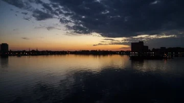 Barge in the Bay at Night 動画素材 86082682