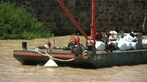 Barge with buoys Stock Footage 328516