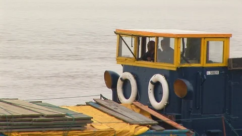Barge Cabin with River Pilots on the River Hull, Kingston Upon Hull, England Stock Footage 106097610