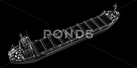 Barge cargo  model body structure, wire model Стоковая иллюстрация