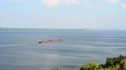 Barge with cargo on the River Stock Photos