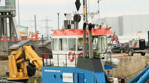 Barge close up and docks Stock Footage 46072093
