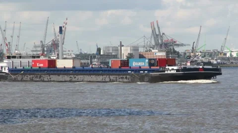 Barge with Containers Stock Footage 7737856