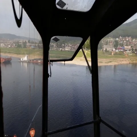 Barge crane loader view from cab Vídeo Stock 69554810