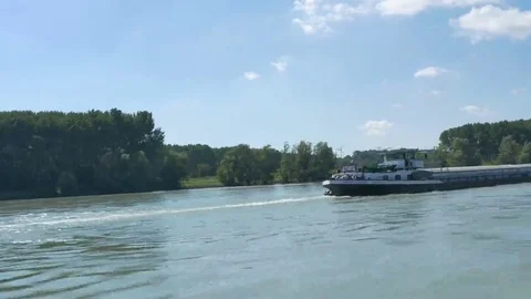 A Barge on the Danube Stock Footage 69271959
