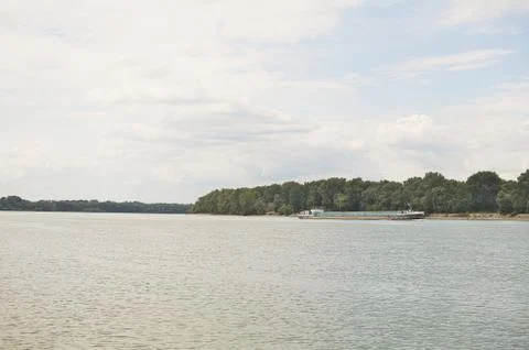 Barge on Danube River Stock Photos