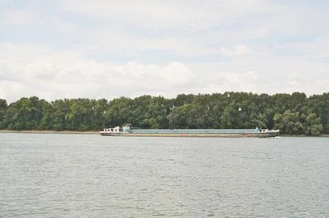 Barge on Danube River Stock Photos