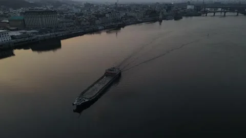 Barge on dniepro Stock Footage 222013110