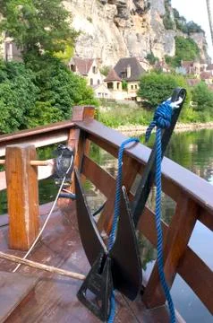 Barge on the dordogne Stock Photos