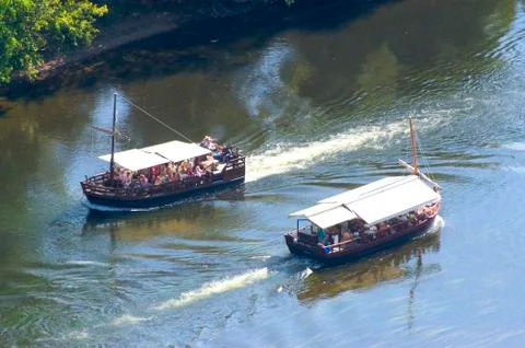 Barge on the dordogne Stock Photos