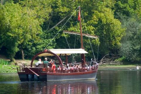 Barge on the dordogne Stock Photos