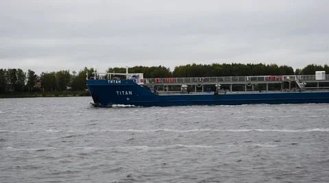 Barge floating on the river Stock Footage 67597031