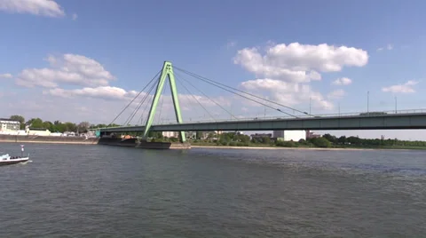 Barge floating on the river Rhine in Cologne Stock Footage 38041436