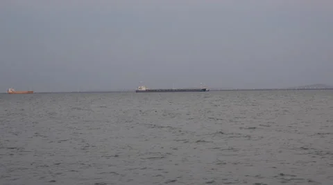Barge Floating on the Sea Stock Footage 67713680