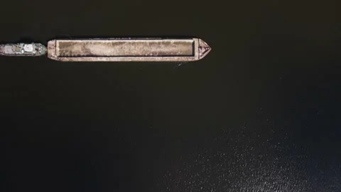 A barge floats on the river Stock Footage 160684077