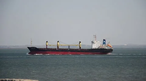 The barge floats on the sea Stock Footage 54928206