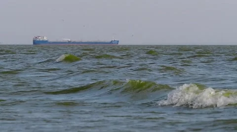 Barge floats on the Sea Stock Footage 67483057
