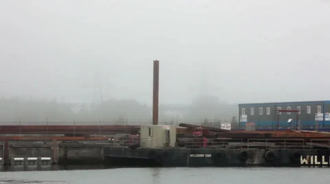 Barge in the fog Stock Footage 35273533