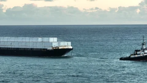 Barge Imports Ship Container Tariff Shipping Goods Stock Footage 305799136