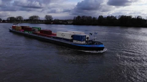 Barge With Intermodal Containers Cruisin... | Stock Video | Pond5