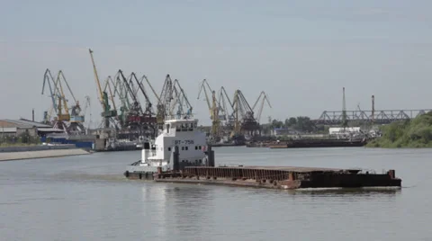 Barge loaded with fuel Stock Footage 33491813