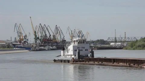 Barge loaded with fuel Stock Footage 33491852