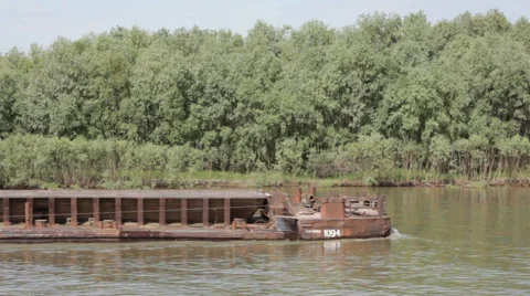 Barge loaded with fuel Stock Footage 33606405