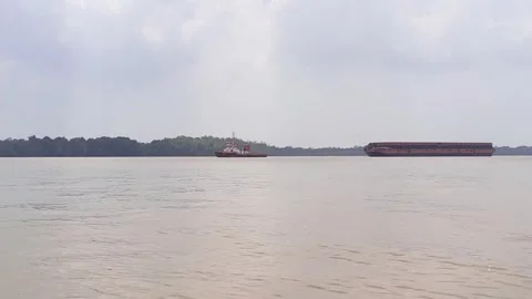 A barge loading coal  Stock Footage 250796142