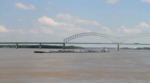 Barge On Mississippi Stock Footage 8846632