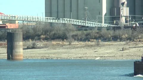 Barge On Mississippi River Stock Footage