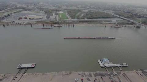 Barge on the Missouri River Stock Footage 35335704