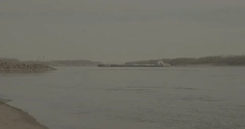 Barge on the Missouri River Stock Footage 233102230